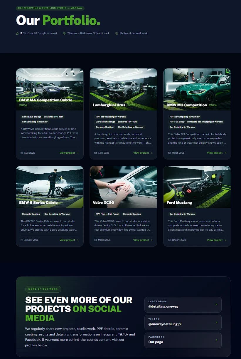 Портфоліо OneWay з фотографіями й описами виконаних робіт